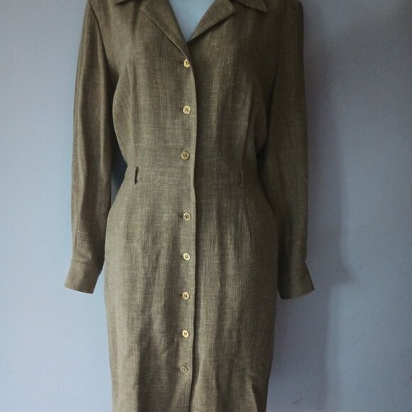 Ellen Tracy Tan Neutral Dress, w/o belt, pencil dress - Picture 2 of 5